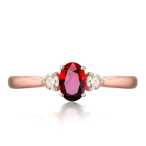 Ayoiow Damenring 18 Karat Ehering Damen Oval 0.46ct Rot Rubin Ringe 0.126ct Damenring Mit Steinen Ring Roségold von Ayoiow