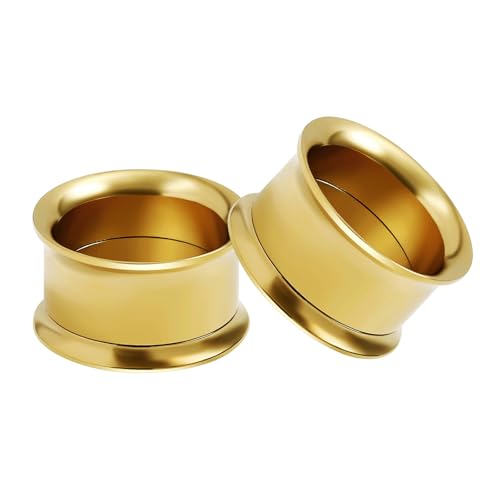 Ayoiow Ear Tunnel 16mm, 2 STK Ohr Tunnel, Plug Edelstahl Ohr Ohrringe für Männer Plug Gold Reifen Ohr Tunnel 16mm von Ayoiow