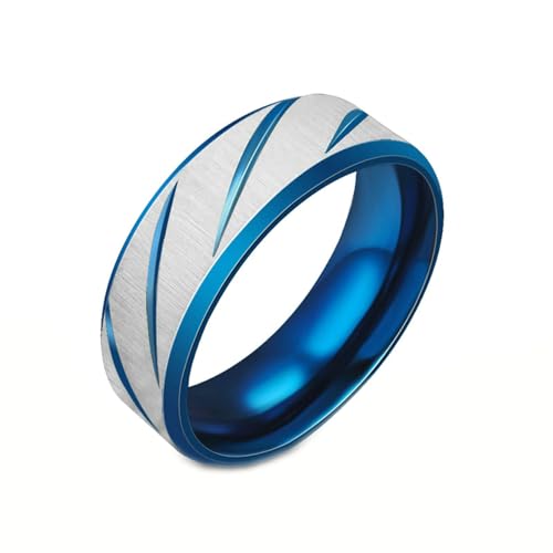 Ayoiow Edelstahl Herrenring Blau 6MM Mattiert Fertig Mit Streifen Ringe Verlobung Herren von Ayoiow