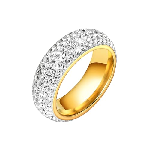 Ayoiow Edelstahlring für Herren 8mm Mit Zirkon Gold Ehering Zirkonia von Ayoiow