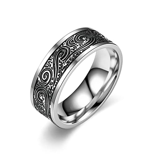 Ayoiow Edelstahlringe Männer 8mm Mit Wellenmuster Silber Ehering von Ayoiow