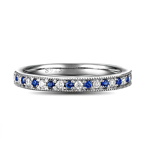 Ayoiow Frauen Ringe Verlobung Ringe Silber 925 Damen, Ring mit Stein Damen Blau Runden Haufen Ringe Größe 47 (15.0) von Ayoiow