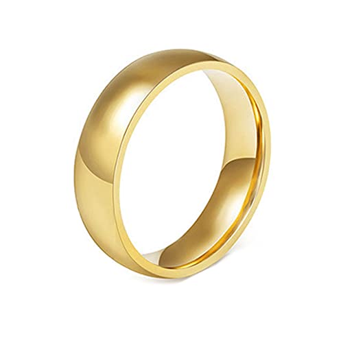 Ayoiow Freundschaftsring Gravur, Ring Herren Edelstahl 6 mm Einfach Band Poliert Eheringe Gold Ring Größe 72 (22.9) von Ayoiow