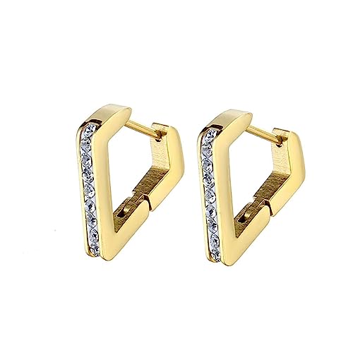 Ayoiow Gold Creolen Edelstahl Damen Zirkonia Rhombus Geformt Mit Ohrringe Frauen von Ayoiow