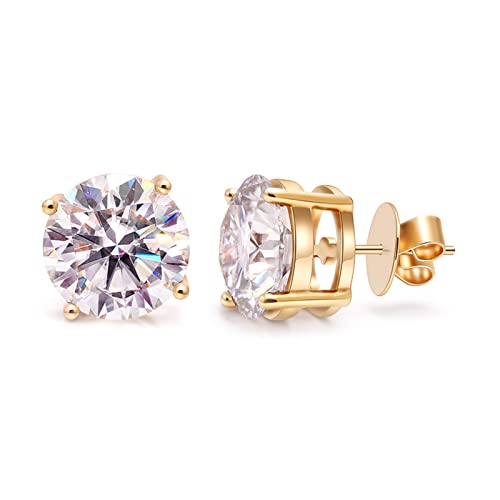 Ayoiow Gold Ohrringe 14Karat Elegante 4 Prong Runde 11Mm Moissanite 5Ct Gold Ohrstecker Damen Plug von Ayoiow