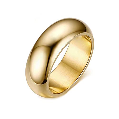 Ayoiow Gothic Ringe Herren, Gothic Ring Edelstahl 7 mm Einfach Band Poliert Freundschaftsringe Gold Ring Größe 62 (19.7) von Ayoiow