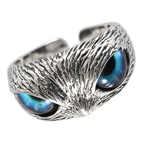 Ayoiow Herren Ring Silber 925, Offener Ring Herren Eule Ringe Silber Herren von Ayoiow