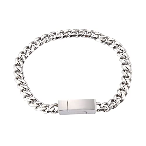 Ayoiow Herrenarmbänder Edelstahl Silber, 22.4cm Herren Armbanduhr Magnetische Schnalle Armband von Ayoiow