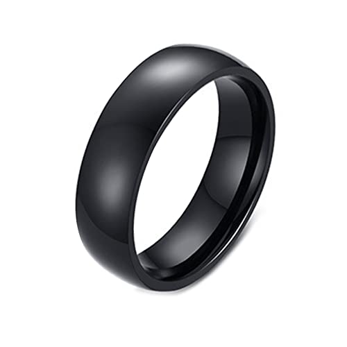 Ayoiow Herrenring Retro, Ringe für Herren Edelstahl 6 mm Einfach Band Poliert Eheringe Schwarz Ring Größe 62 (19.7) von Ayoiow