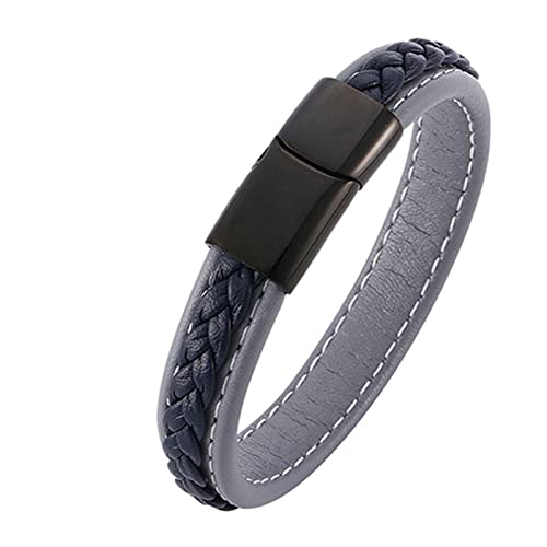 Ayoiow Lederarmband Breit Schwarz, Herren Armbanduhr 12mm Armband Mit Schwarzer Schnalle von Ayoiow