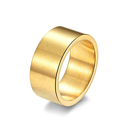 Ayoiow Männer Ring Edelstahl, Eheringe Gold 10MM Einfacher Bandring Größe 60 (19.1) von Ayoiow