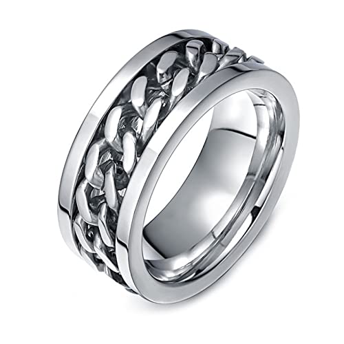 Ayoiow Männer Ringe, Männer Ring Edelstahl 8mm Spinnerring Ring Verlobung Silber Ring Größe 74 (23.6) von Ayoiow