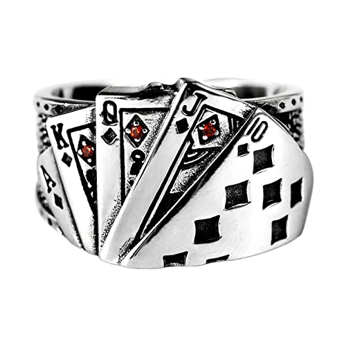 Ayoiow Männerring Silber 925, Herren Ring Verstellbar Poker Ringe Silber Ayoiow Männerring Silber 925, Herren Ring Verstellbar Poker Ringe Silber von Ayoiow