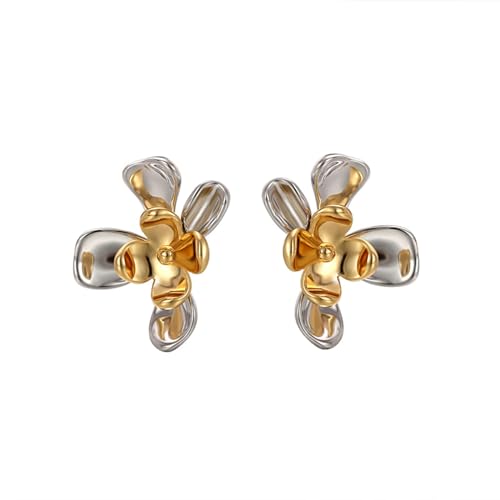 Ayoiow Ohrringe Damen Kupfer Blume Silber Gold Ohrstecker Damen Plug von Ayoiow