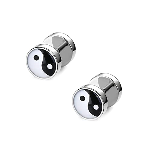 Ayoiow Ohrstecker Edelstahl Herren, Ohrschmuck für Herren Ohrringe Ohrstecker Rund mit Yin Yang Muster von Ayoiow