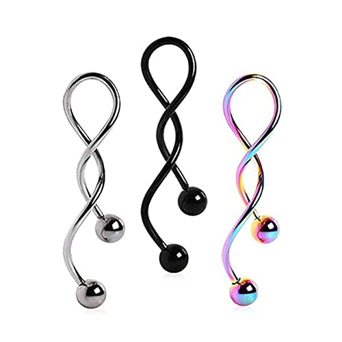 Ayoiow Piercing Bauchnabel Chirurgenstahl Verdreht Bar mit Perle Bauchnabelpiercing für Frauen Mehrfarbig von Ayoiow