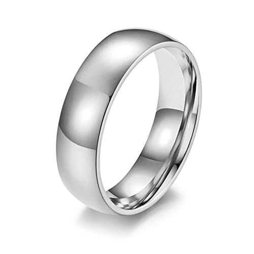 Ayoiow Punk Ringe Herren, Ringe Silber 6 mm Poliert Band Freundschaftsringe Ring Größe 70 (22.3) von Ayoiow