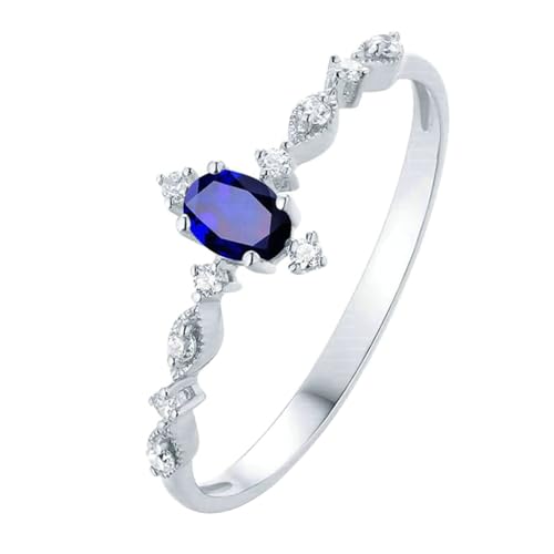 Ayoiow Ring Damen 18K Ehering Damen Unendlich Oval 0.25ct Blau Saphir Ring Damenring Steinchen Ringe Weißgold von Ayoiow