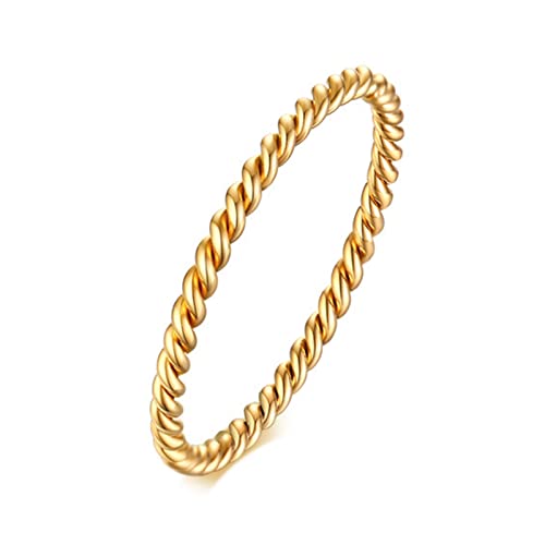 Ayoiow Ring Damen Verlobung, Edelstahl Ringe für Damen 1.5 mm Einzigartig Design Eheringe Gold Ring Größe 52 (16.6) von Ayoiow