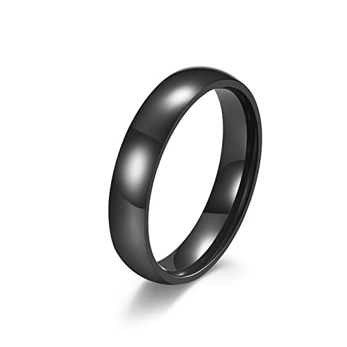 Ayoiow Ring Damen Verlobung, Ringe Schwarz 4 mm Poliert Band Freundschaftsringe Ring Größe 54 (17.2) von Ayoiow