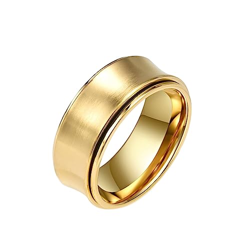 Ayoiow Ring Edelstahl Männer 9MM Gold Verlobungsringe Herren Einfacher Spinner von Ayoiow