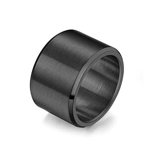 Ayoiow Ring Herren Edelstahl, Ring Verlobung Schwarz 15 MM Breiter, Matter Bandring mit Abgeschrägten Kanten Größe 67 (21.3) von Ayoiow