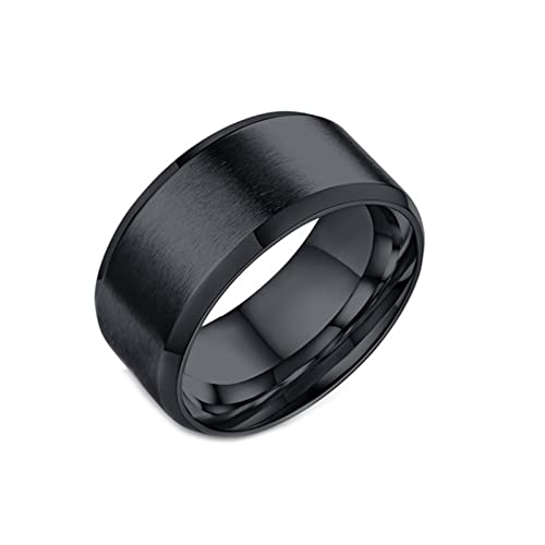 Ayoiow Ring Herren Rock, Ring für Herren Edelstahl 10 mm Einfach Band Gebürstet Eheringe Schwarz Ring Größe 62 (19.7) von Ayoiow