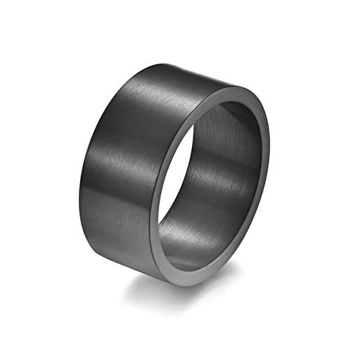 Ayoiow Ring Männer Edelstahl, Freundschaftsring Schwarz 10MM Einfacher Bandring Größe 67 (21.3) von Ayoiow