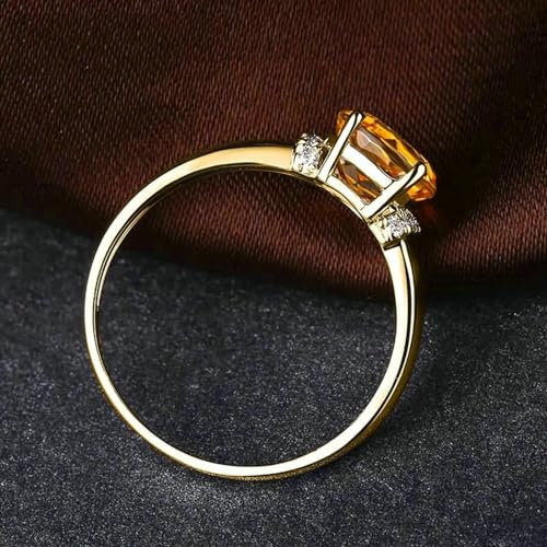 Ayoiow Ring für Frauen Gold 18 Ehering Damen Rund 1.21ct Gelb Citrin Ringe 0.05ct Ring Mit Steinen Ring Gold von Ayoiow