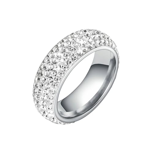 Ayoiow Ringe Edelstahl Herren 8mm Mit Zirkon Silber Ehering Zirkonia von Ayoiow