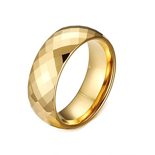 Ayoiow Ringe Herren Rocker, Ring Wolfram Tungsten 8 mm Einfach Band Poliert Freundschaftsringe Gold Ring Größe 60 (19.1) von Ayoiow