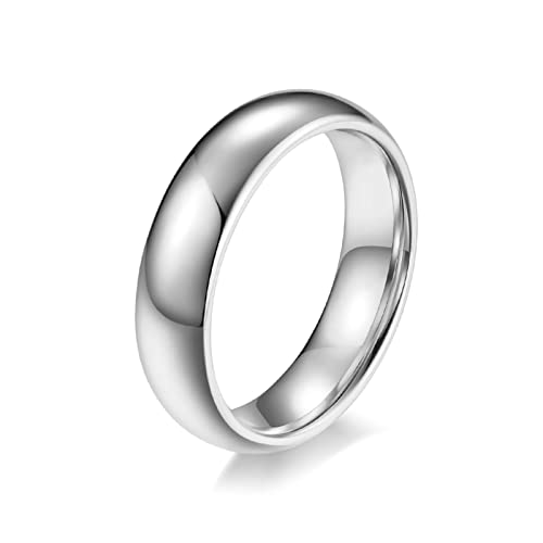 Ayoiow Ringe Männer Partner, Ring Wolframcarbid Gravur Schlichter 6 MM Gewölbter Bandring mit Bequemer Passform Silber Größe 60 (19.1) von Ayoiow