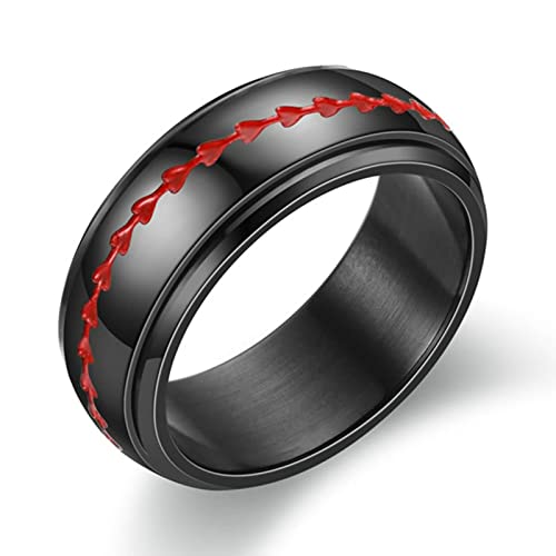 Ayoiow Ringe Männer Partner, Ringe Schwarz Rot 8mm Spinner Ring Freundschaftsringe57 (18.1) von Ayoiow