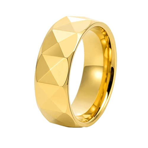 Ayoiow Ringe Wolframcarbid 8MM Gold Verlobungsring Herren Geometrisch Nr. 680 von Ayoiow