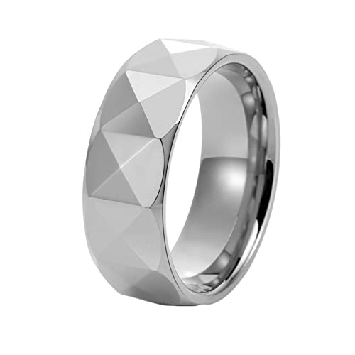 Ayoiow Ringe Wolframcarbid 8MM Silber Verlobungsring Herren Geometrisch Nr. 687 von Ayoiow