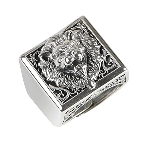 Ayoiow Ringe für Herren 925, Herren Ring Offen Löwenkopf Ring Silber Herren von Ayoiow