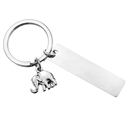 Ayoiow Schlüsselanhänger Edelstahl Personalisiert, Schlüsselanhänger Personalisiert Partner Personalisiertes Long Tag mit Elefant Schlüsselanhänger Freundschaft Geburtstag Valentinstag von Ayoiow