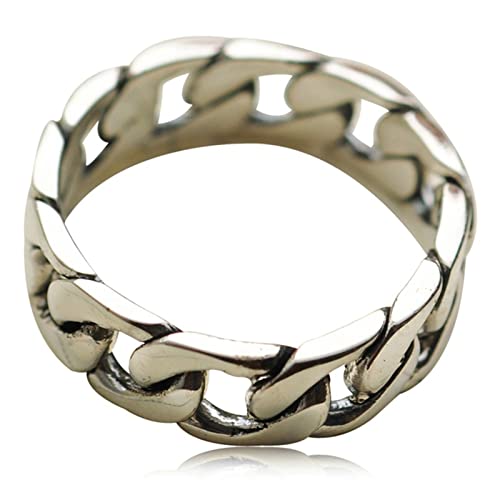 Ayoiow Silber Ring 925 Breit, Ringe für Herren Kette Ringe Silber Ring Größe 70 (22.3) von Ayoiow