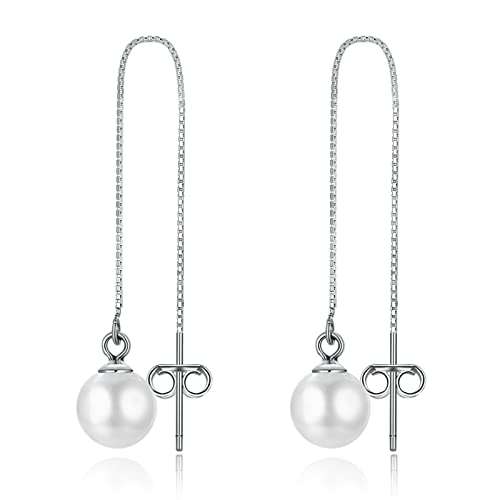 Ayoiow Statement Ohrringe Hängend, Echt Silber Ohrringe Damen Ketten Perlen Ohrschmuck Piercing Silber von Ayoiow