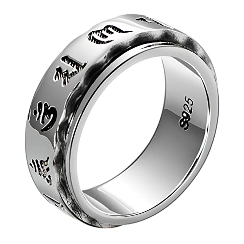 Ayoiow Sterling Silber Ringe Herren, Punk Ring Herren Mantra Spinner Ring Silber Ring Größe 70 (22.3) von Ayoiow