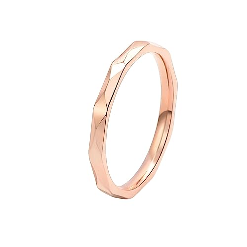 Ayoiow Titan Damen Ringe 2MM Roségold Verlobungsring Damen Rhombus von Ayoiow