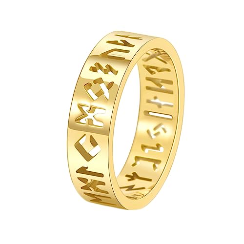 Ayoiow Titan Männer Ringe 6MM Gold Ring Verlobung Herren Hohle Wikinger von Ayoiow