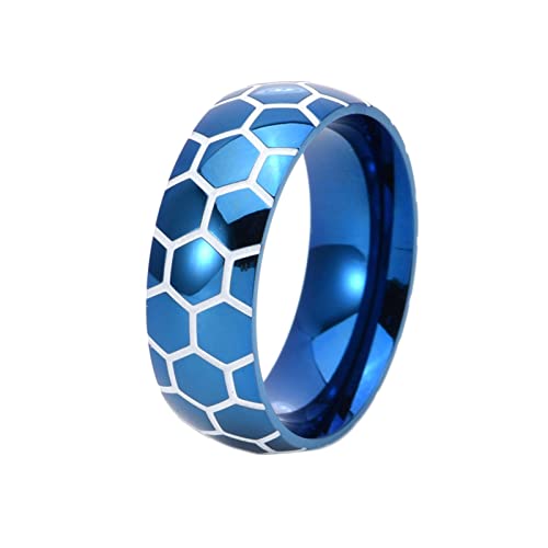 Ayoiow Titan Männer Ringe 8MM Blau Ring Verlobung Herren Fußball Muster Glow In The Dark Nr. 867 von Ayoiow