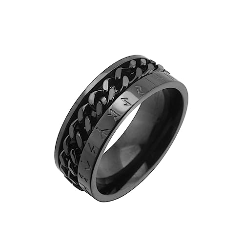 Ayoiow Titan Männer Ringe Schwarz Ehering Herren Set Wikinger Spinner von Ayoiow