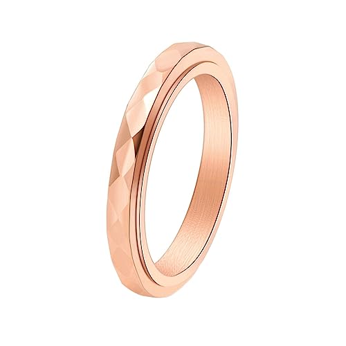 Ayoiow Titan Ringe Für Damen 3MM Roségold Verlobungsringe Damen Geometrische Spinner Ringe Ayoiow Titan Ringe Für Damen 3MM Roségold Verlobungsringe Damen Geometrische Spinner Ringe von Ayoiow