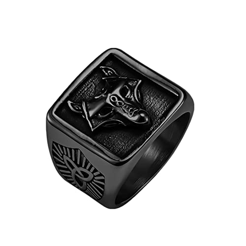 Ayoiow Titanring Herren Vintage Viking Wolf Wide 18mm Schwarz Ringe Verlobung von Ayoiow