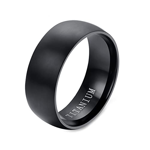 Ayoiow Titanringe Für Herren, Titanringe Eheringe 8 mm Einfach Band Gebürstet Hochzeitsringe Schwarz Ring Größe 57 (18.1) von Ayoiow