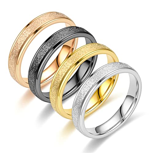 Ayoiow Verlobung Ringe Frau, Verlobungsringe Edelstahl Paar 4mm Gold Matt Fertig Ring Größe 70 (22.3), Gold von Ayoiow