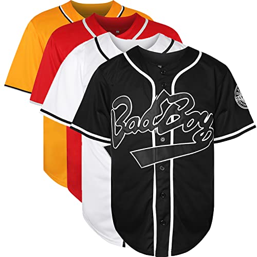 #10 Biggie 72 Bad Boy Baseball Trikot 90er Jahre Hip Hop Kleidung für Party Shirt, Schwarz, XX-Large von Ayoubaus