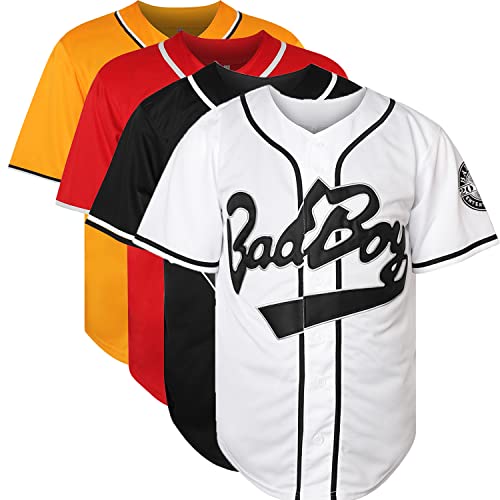 #10 Biggie 72 Bad Boy Baseball Trikot 90er Jahre Hip Hop Kleidung für Party Shirt, Weiss/opulenter Garten, 3X-Groß von Ayoubaus